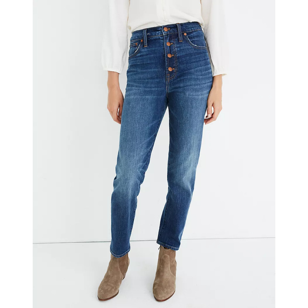 Madewell Jeans 24 Blue Denim Perfect Vintage Crop Barnsdale Wash Button Fly